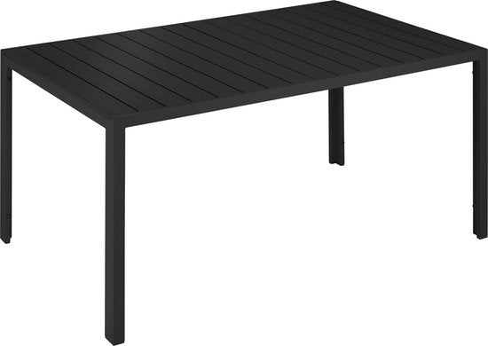 tectake® - Table de jardin 150 x 90 x 74,5 cm - Résistante aux intempéries, montage facile - Réglable - Structure en aluminium avec plateau en plastique - noir