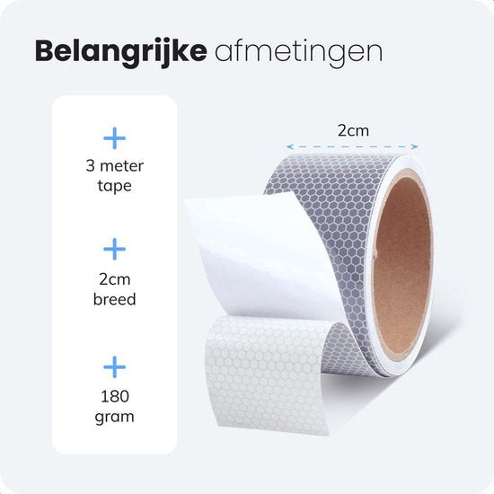 Bande réfléchissante - 5cm de large, 3m de long - Autocollants réfléchissants - Réflecteur vélo - Réflecteurs vélo - Réflecteur auto-adhésif - Bakfiets - Réflexion camion