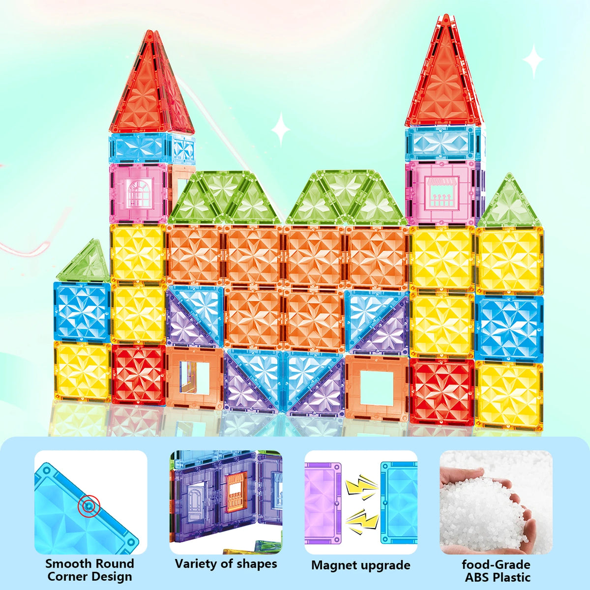 Blocs de construction magnétiques 3D XINQIYUAN – 60 pièces avec circuit à billes – Multicolore – Plastique ABS