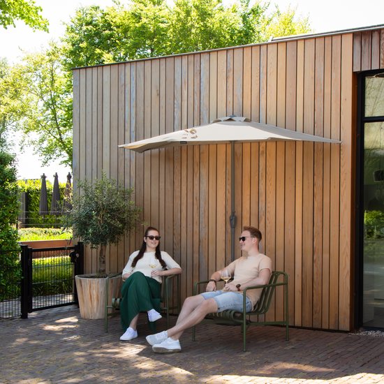 VONROC Premium Parasol Magione - Parasol de balcon durable - Semi-circulaire 270x135cm - Toile résistante aux UV - Beige - Housse de protection incluse