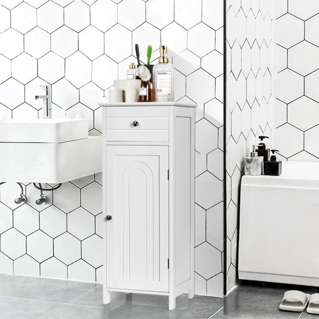 Meuble de salle de bain Coast - 3 étagères et 1 tiroir - MDF - 35 x 30 x 87 cm - Blanc