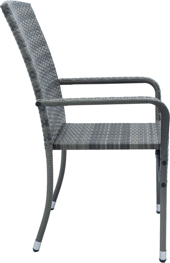 Chaises de jardin en polyrotan Yoro - 4 pièces - Gris - Empilables