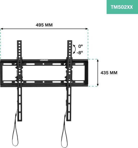 VONROC Support TV - Support TV mural inclinable pour 37 à 75 pouces - Universel jusqu'à 50 kg. - Matériel de montage inclus
