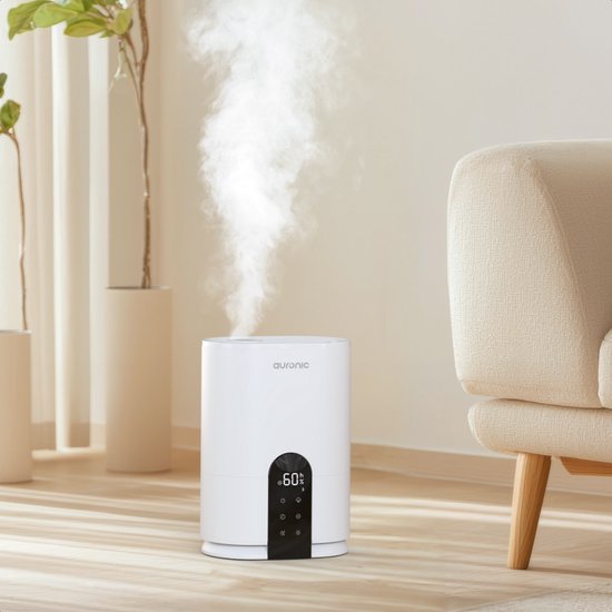 Humidificateur Auronic - 4 litres - 40m2 - Convient au salon, au bureau, à la chambre à coucher, à la chambre de bébé et plus encore - Avec aromathérapie - Sans BPA - Blanc