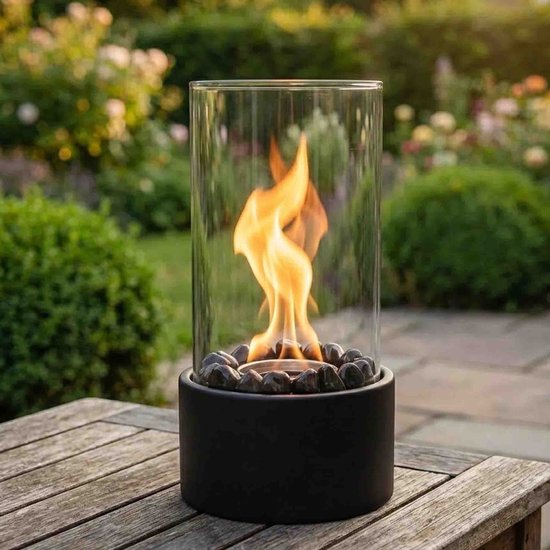 Cheminée de table Travelhawk Luxe - Cheminée d'ambiance - 480 ml - Kit d'accessoires inclus - Cheminée d'extérieur - Pour l'intérieur et l'extérieur - Cheminées au bioéthanol - Noir
