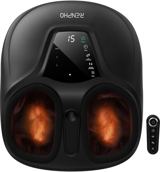 RENPHO Masseur de pieds Shiatsu FM058R - Design compact - Fonction chaleur - Intensité réglable - avec télécommande - Noir