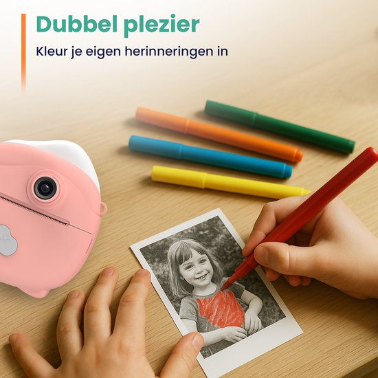 ODESSEY Caméra pour enfants avec imprimante - Full HD - Caméra Selfie - Carte SD 32GB - Photo - Vidéo - Jeux - Caméra numérique pour enfants - Caméra photo pour enfants - Rose