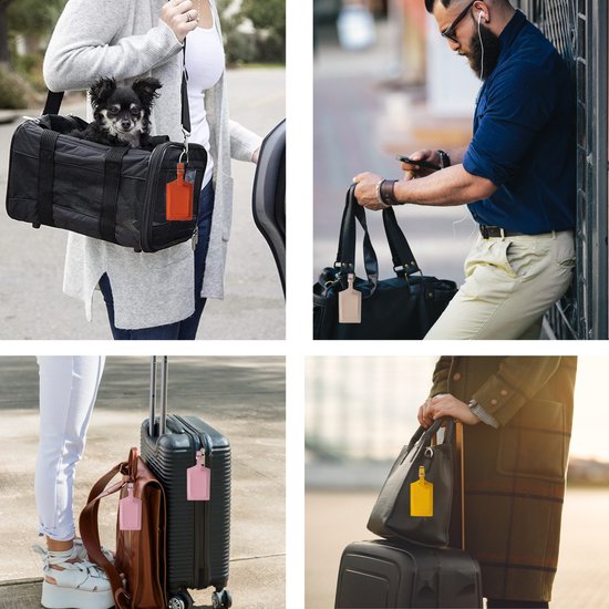 EverNeeds Etiquette de bagage - Etiquette de bagage pour valises - Etiquettes de bagage - Cuir PU - Crème - 2 pièces