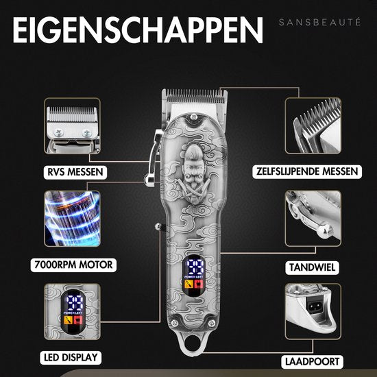 Tondeuse à cheveux professionnelle sans fil 4 en 1 - Tondeuse à cheveux pour hommes - Cheveux - Tondeuse à cheveux - Machine à cheveux pour coiffeurs - Tondeuse à cheveux - Tondeuse à barbe - Barber Hair Clipper - Hairdresser Buddha Trimmer - Barber Set