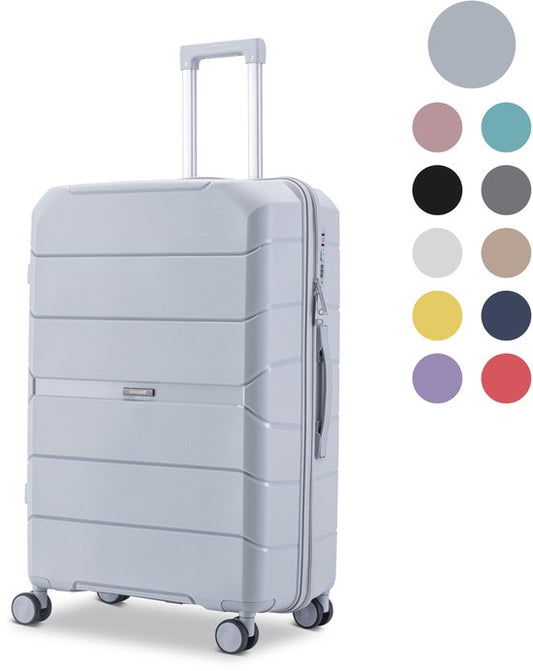 SKYCASES Urban Adventurer - Valise de voyage moyenne - Verrouillage par numéro - 44x27x66cm - 78L - Valise de voyage avec verrouillage de valise - Roues pivotantes - Gris clair