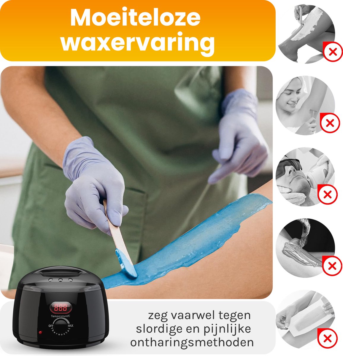 Appareil à cire Bolusso - Set d'épilation - NOUVEAU modèle - 5 sortes de haricots 500 grammes - 50 bâtonnets de cire - Afterwax gratuit - Chauffe-cire - Appareil d'épilation - Chauffe haricots de cire - Set d'épilation - Set de cire