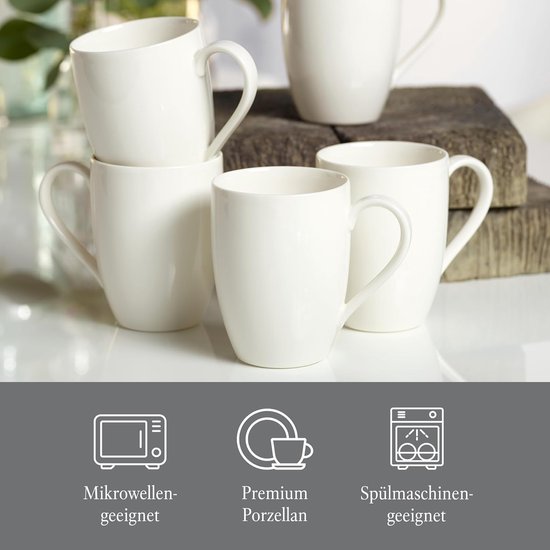 Villeroy & Boch - Vivo Basic - 6 pièces - Basic White - 320 ml - Tasses à café - Avec oreille