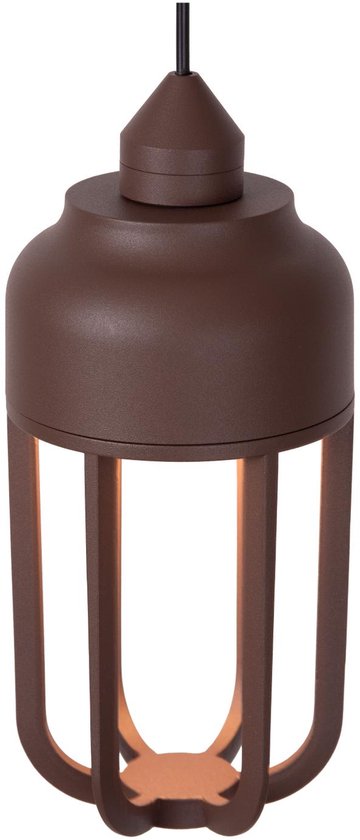 Lucide WELLS - Suspension intérieur/extérieur - Ø 10 cm - LED - 1x8 W 2700 K - IP54 - Brun rouille | Essential