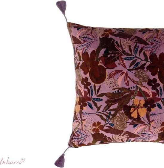 Imbarro - Coussin - Coussin décoratif - Merryl - Violet - 100 % velours de coton - 50 x 50 cm