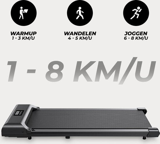 Tapis de course Fitby - Tapis de marche - Bande de marche - 1-8km/h - Ecran LED - Noir