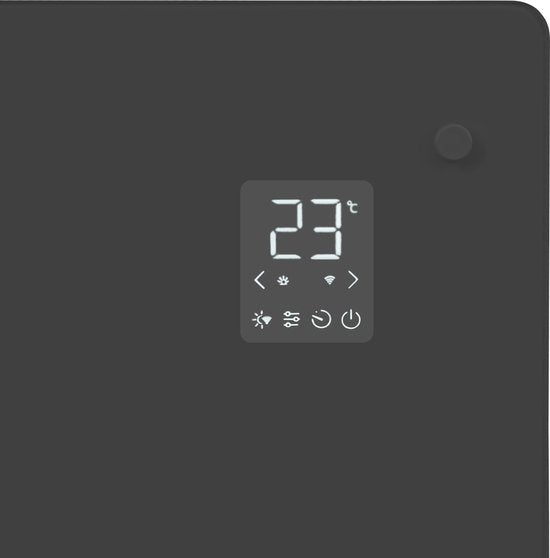 VONROC Chauffage électrique de luxe - Convecteur avec panneau en verre - 500W/1000W - Chauffe les pièces jusqu'à 12m2 - Contrôlé par l'application (via Wifi) et manuellement - Thermostat et minuterie réglables - Gris