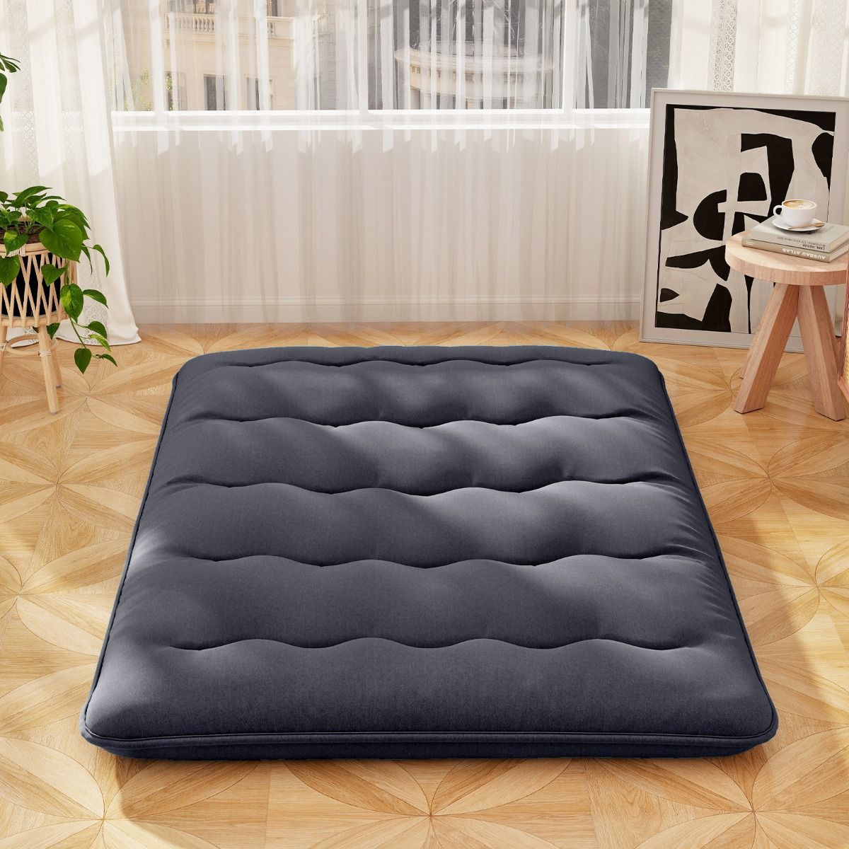 Coast Comfortable Japanese Futon Mattress Black - 140 x 200 cm - Avec housse lavable et sac de transport