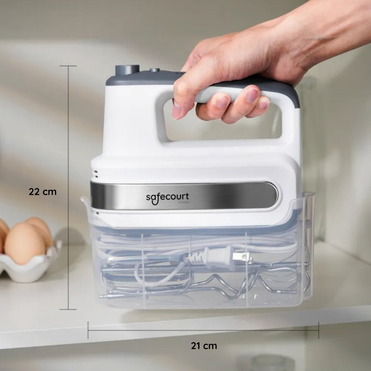 Batteur de cuisine - Safecourt Kitchen - Polyvalent, 5 vitesses - Design compact avec rangement intégré - Puissant et pratique