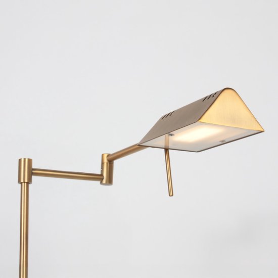 Lampadaire GlowGo 4603BR - Lampadaire classique couleur bronze de Mexlite avec batterie intégrée, bras réglable et variateur d'intensité, hauteur 125 cm