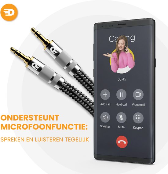 Premium AUX Cable 3.5 mm - Câble audio en nylon - plaqué or - mâle vers mâle - argent - 3 mètres
