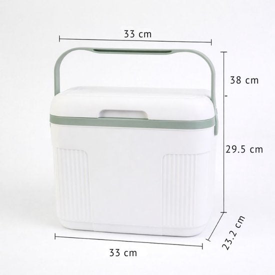 Glacière Ceruzo 10 L – Compacte – Élément réfrigérant intégré au couvercle – Glacière de camping – Blanc et vert
