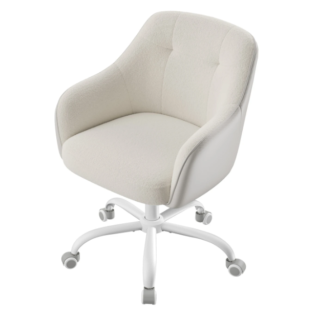 Chaise de bureau Ochama Sherpa en tissu - Beige cappuccino - Hauteur réglable de 78 à 88 cm