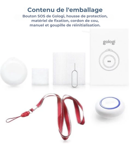 Alarme personnelle - Gologi Slim - Bouton d'alarme sans fil - Bouton d'urgence - Personnes âgées - WIFI - Notification à distance via l'application