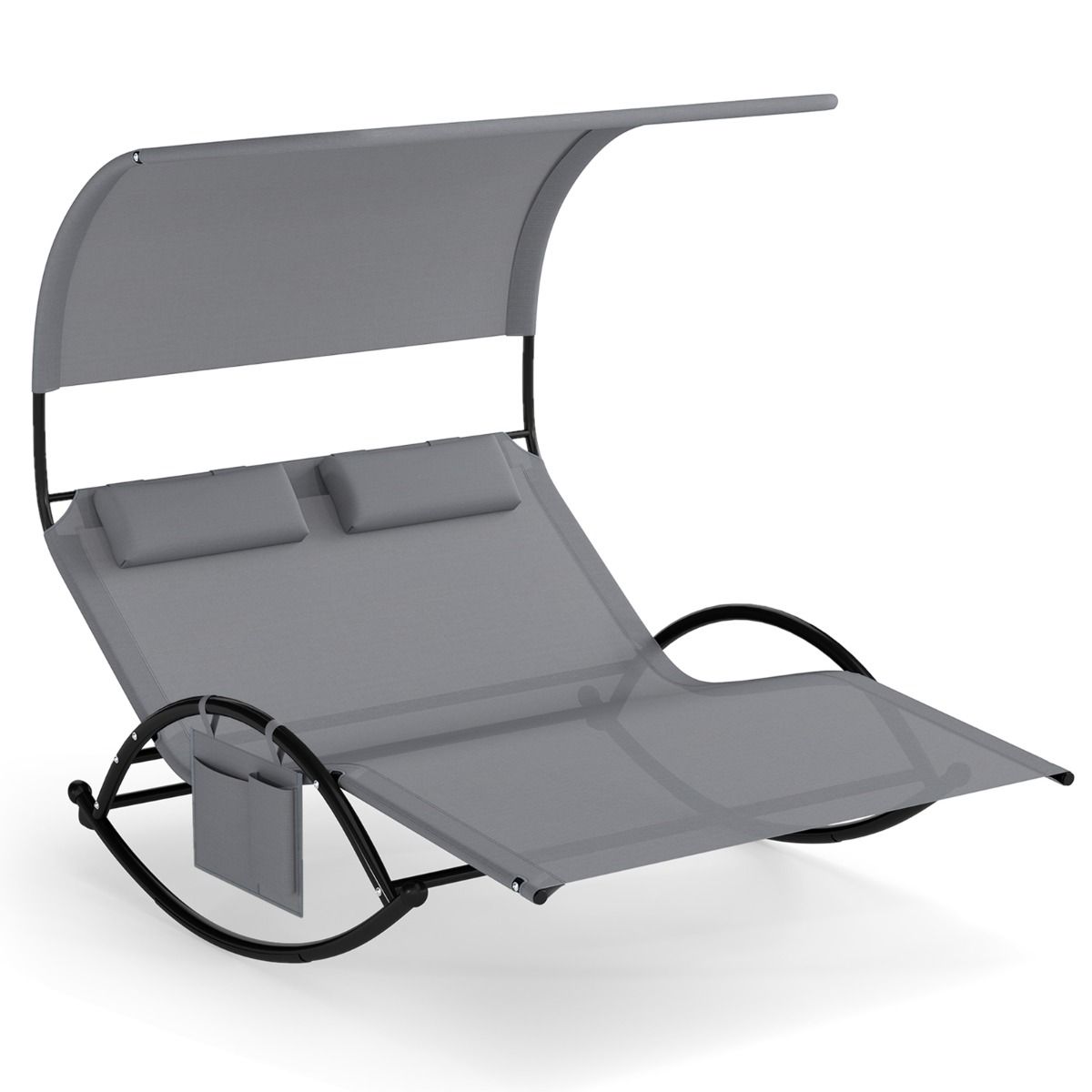 Fauteuil à bascule double Coast - avec auvent - coussins confortables - gris