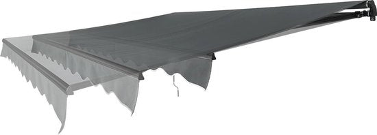 Auvent - 300 x 250 cm - 1 x store articulé 300 x 250 cm - 1 x kit de montage avec supports muraux - 1 x Manuel - Auvent gris foncé