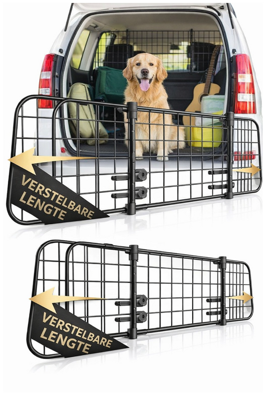 Grille pour chien réglable en continu -  Support de sécurité pour coffre - HELDENWERK - Montage facile sans outils - Acier noir