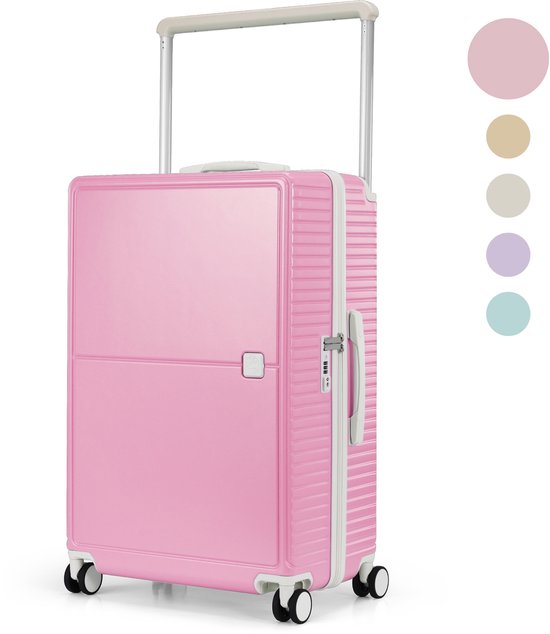Skycases City Walker - Valise de voyage moyenne 77L - Légère et résistante - Roues pivotantes à 360° - Verrouillage TSA original - Housse de protection et pochette humide incluses - 66 x 45 x 26 cm - Rose