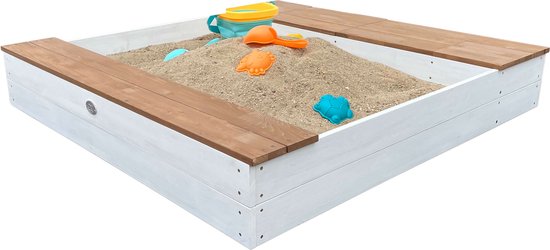 Bac à sable AXI Evy avec bacs à eau et espace de rangement Blanc/marron - Kit d'accessoires inclus