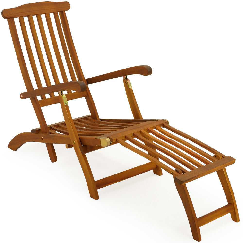 Chaise longue - Casaria Queen Mary – Bois d’acacia – 169 x 54 x 95 cm – Marron