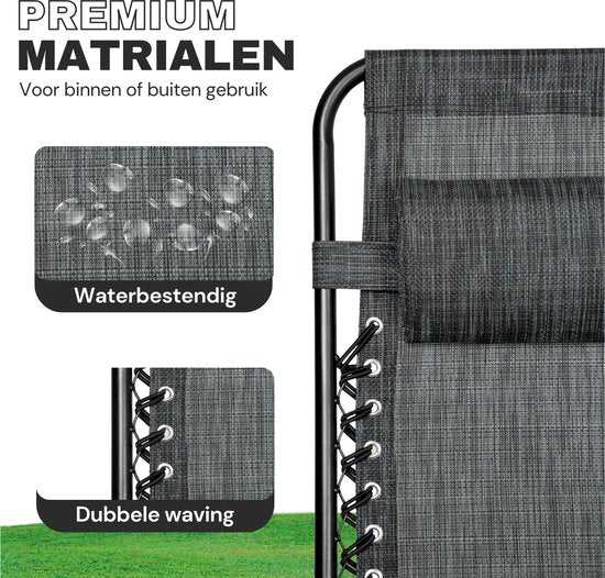 Vaive Luxury Garden Chairs Duo Set - Chaise de jardin et chaise longue réglables - 30°-90° réglable - Jardin - Métal - Noir