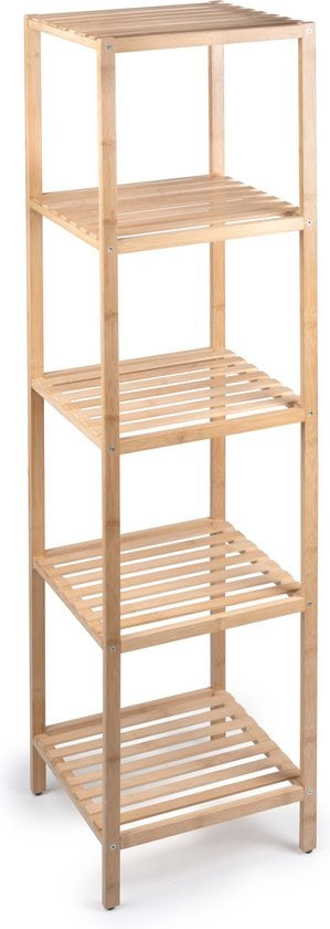 alpina Support de salle de bain - 5 couches - Bois de bambou écologique - Meuble de salle de bain - Serviettes, shampoing et après-shampoing