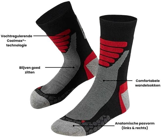 Chaussettes de randonnée Xtreme toutes saisons, lot de 2, noir et rouge - Chaussettes - 42-45
