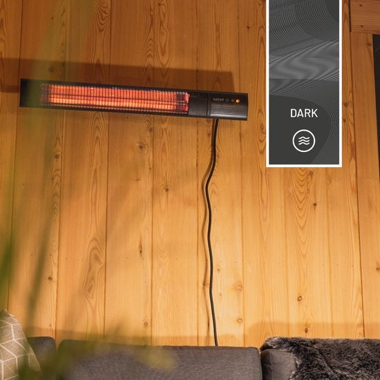 Sunred - Dark line - Noir - Modèle mural - Chauffage de terrasse - Technologie Carbon Rose Gold - 2500 W - ECO - 3 réglages - Télécommande - Chauffage électrique