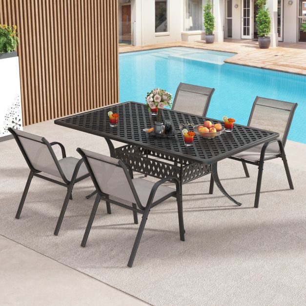 Chaises de terrasse en tissu respirant COAST - Lot de 2 - 56 x 70 x 84 cm - Gris