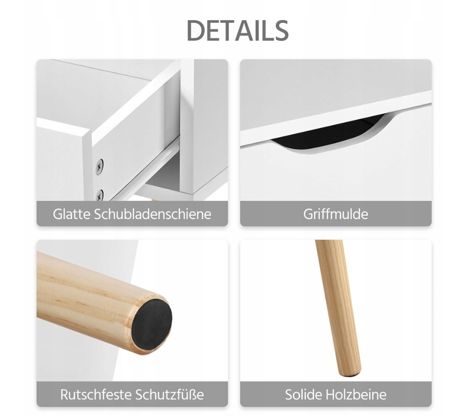 Yaheetech Lot de 2 tables de chevet avec tiroir - Blanc - 48,5 x 40 x 58 cm