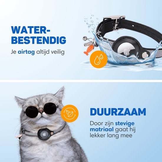 Vulpes Goods® Pets - Collier pour chat adapté à Apple AirTag - Apple Airtag Cat Collar Pro - Sûr, léger, réfléchissant et confortable - Anti-rayures et résistant à l'eau - 3 accessoires inclus - 23.5-30.5 CM - S