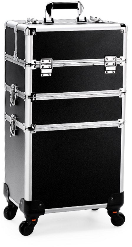 Travli Make Up Trolley - Valise de maquillage - Valise de coiffure - Valise de beauté - Valise de cosmétiques - 106* 40* 31,5 cm - Noir