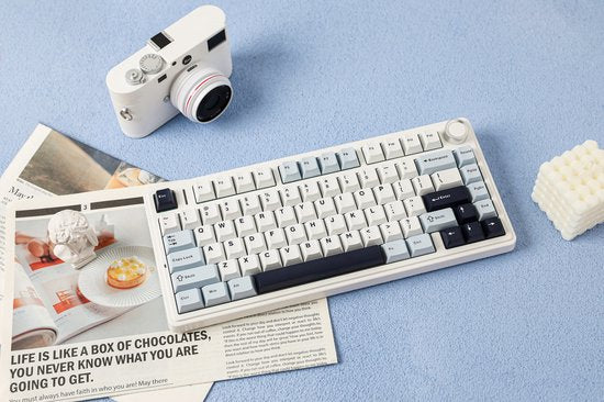 EPOMAKER x AULA F75 - Bleu clair - Clavier mécanique sans fil - RGB - 75 % - QWERTY - Clavier gaming - Commutateurs Reaper