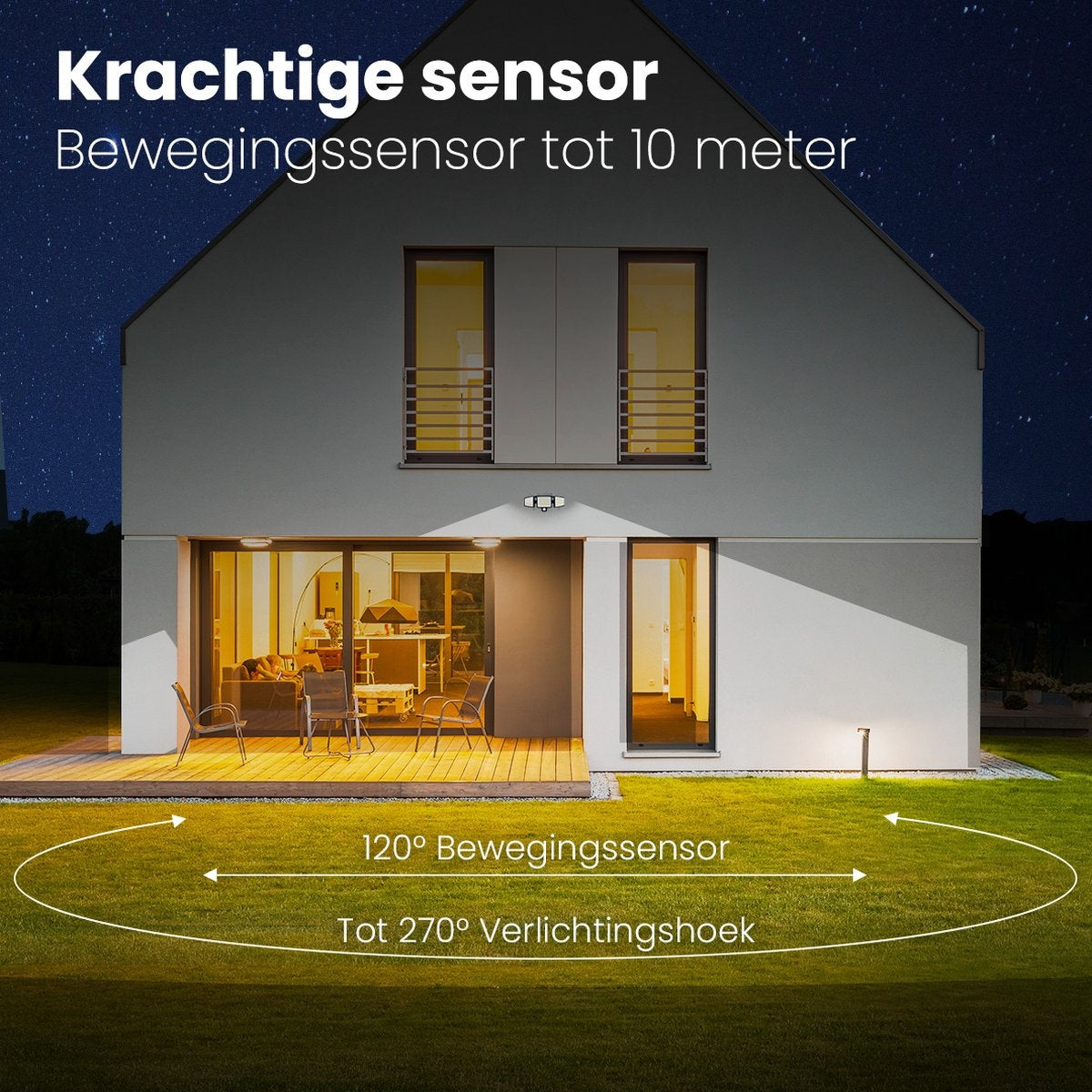 Auronic Lampe solaire d'extérieur avec détecteur de mouvement - Applique murale avec détecteur - Solaire - 210 LED - IP65 - Noir