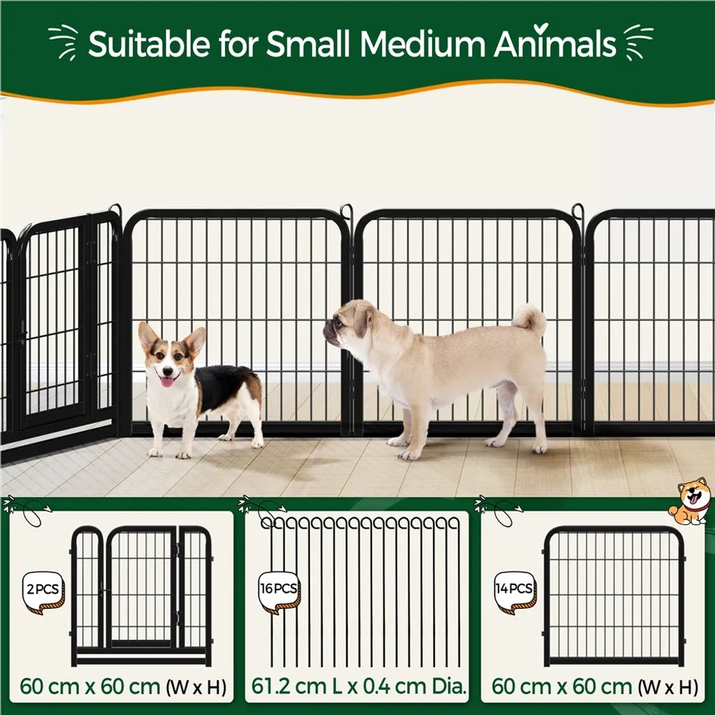 Yaheetech Enclos pour chiots - 16 pièces - Pliable - 60,5 cm de hauteur - Verrouillage automatique - Noir