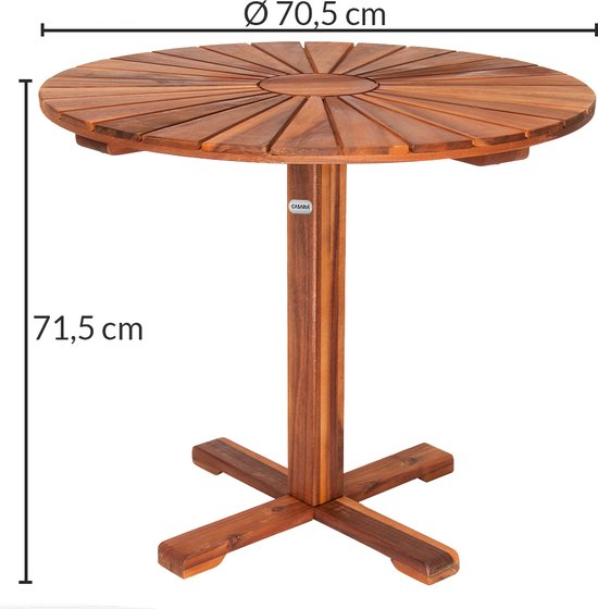 Table d'appoint Casaria Bois d'acacia rond 4 pieds - Marron