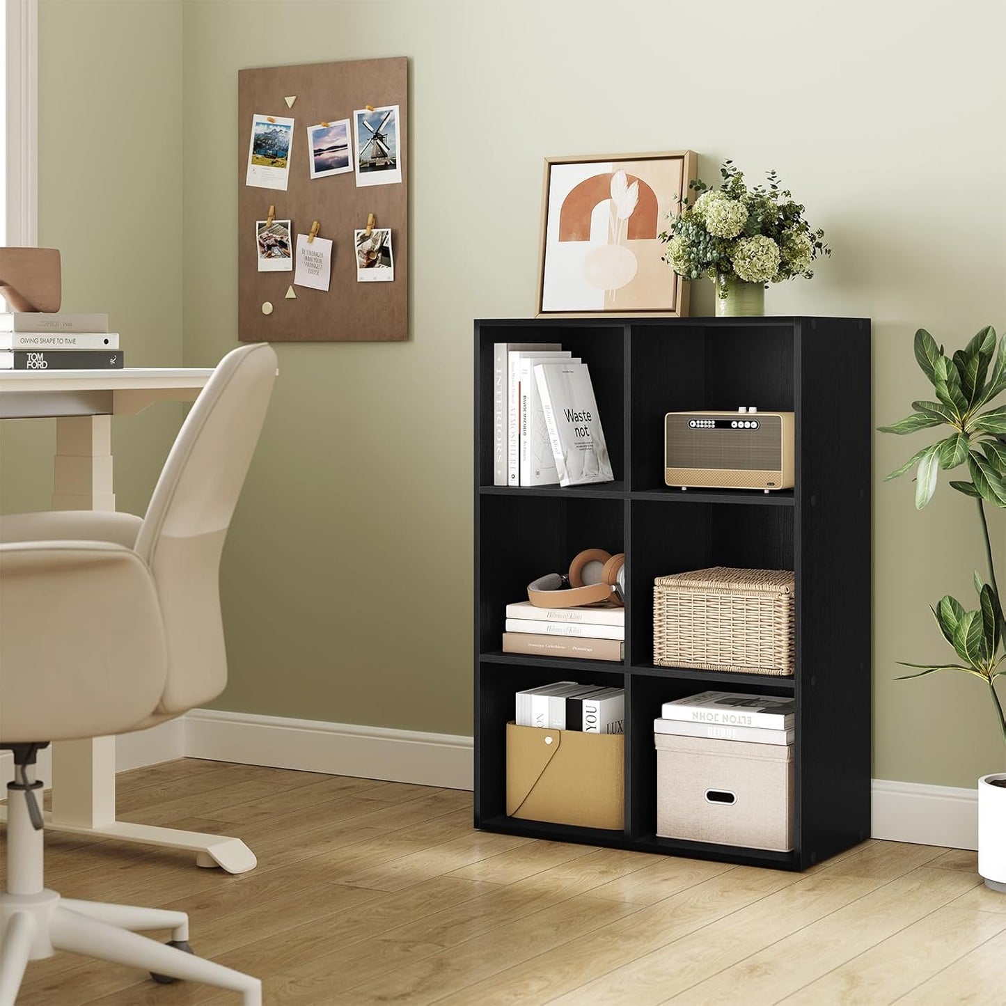 Bibliothèque Woltu à 6 compartiments - Meuble de rangement cubique - Noir - 59,6 x 29 x 89 cm