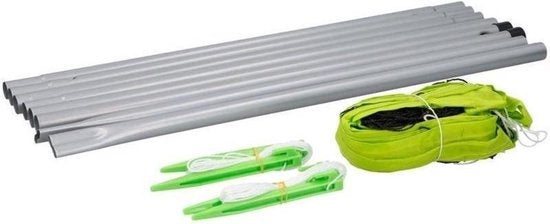 Dunlop Sports Net 609 x 220 CM - Filet de volley-ball - Filet de tennis - Filet de badminton - Set complet avec bâtons, filet, piquets de sol et cordes de tension - Utilisation multifonctionnelle - Vert/Noir