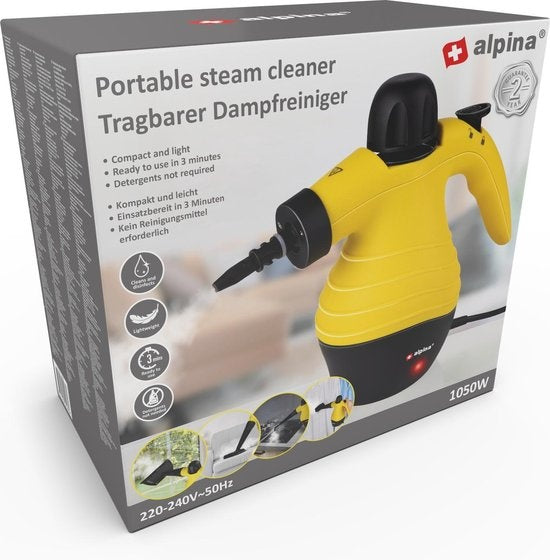 alpina Steam Cleaner - Nettoyeur vapeur portatif - compact et portable - tue les bactéries - avec 10 accessoires - 1050 Watts