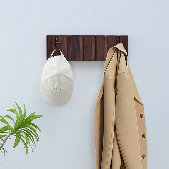 Urban State Porte-manteau Piano - bois foncé - porte-manteau mural - 6 crochets - porte-manteau suspendu - finition noyer