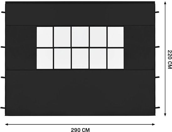 Ensemble de parois latérales VONROC - 3 x 4,5 m - Pour tente de fête Premium PT502XX - Imperméable - Protection UV 50+ - Noir